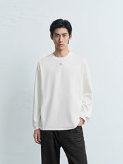 Men's Casual Textured Embroidered Long-Sleeve T-Shirt
