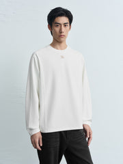 Men's Casual Textured Embroidered Long-Sleeve T-Shirt