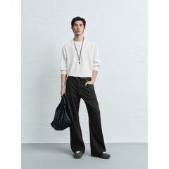 Men's Casual Textured Embroidered Long-Sleeve T-Shirt