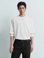 Men's Casual Textured Embroidered Long-Sleeve T-Shirt