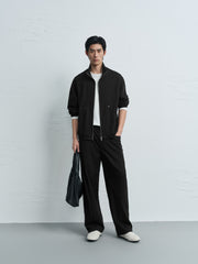 Men's Casual Stitched-Label Sweatshirt Cardigan