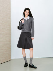 Women's Preppy Contrast-Trim Knit Faux-Layer Cardigan