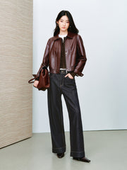 Women's Edgy Cropped Metallic PU Jacket