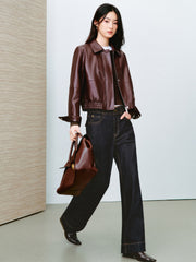 Women's Edgy Cropped Metallic PU Jacket
