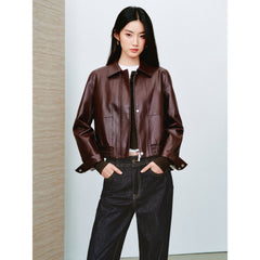 Women's Edgy Cropped Metallic PU Jacket