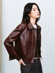 Women's Edgy Cropped Metallic PU Jacket