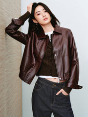 Women's Edgy Cropped Metallic PU Jacket