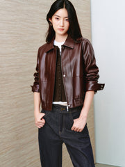 Women's Edgy Cropped Metallic PU Jacket