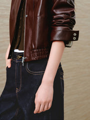Women's Edgy Cropped Metallic PU Jacket
