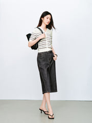 Women's Causal Sailor-Collar Lightweight Knit Cardigan