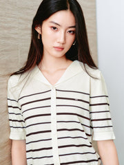 Women's Causal Sailor-Collar Lightweight Knit Cardigan