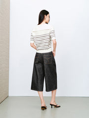 Women's Causal Sailor-Collar Lightweight Knit Cardigan