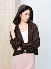Women's Casual Lightweight Hooded  Shirt Jacket