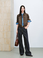 Women's Vintage Faux-Suede Cropped Jacket