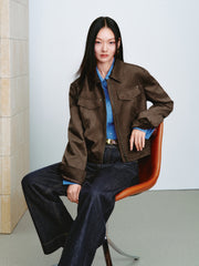 Women's Vintage Faux-Suede Cropped Jacket