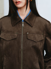 Women's Vintage Faux-Suede Cropped Jacket