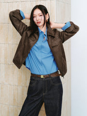 Women's Vintage Faux-Suede Cropped Jacket