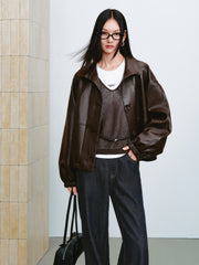 Women's Vintage Sheen Faux-Sheepskin  Jacket