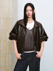 Women's Vintage Sheen Faux-Sheepskin  Jacket