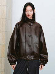 Women's Vintage Sheen Faux-Sheepskin  Jacket