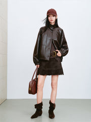 Women's Vintage Sheen Faux-Sheepskin  Jacket
