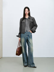 Women's Vintage Faux-Suede Cropped Jacket