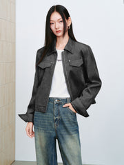 Women's Vintage Faux-Suede Cropped Jacket
