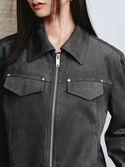 Women's Vintage Faux-Suede Cropped Jacket