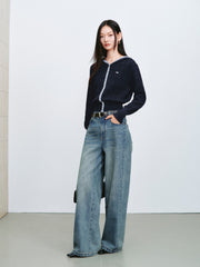 Women's Intellectual Jacquard Hooded Knit Cardigan