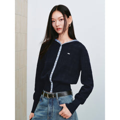 Women's Intellectual Jacquard Hooded Knit Cardigan