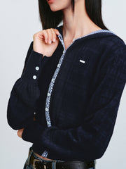 Women's Intellectual Jacquard Hooded Knit Cardigan