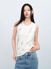 Women's Casual Embroidered Wide-Strap Tank Top