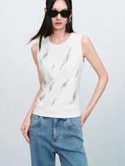 Women's Casual Embroidered Wide-Strap Tank Top