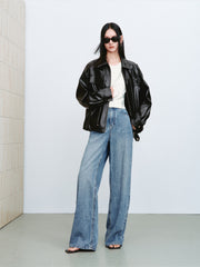 Women's Casual Sparkle Meteor Wide-Leg Jeans
