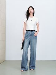 Women's Casual Sparkle Meteor Wide-Leg Jeans