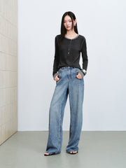 Women's Casual Sparkle Meteor Wide-Leg Jeans
