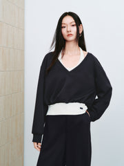 Women's Casual  Faux-Layer Halter Sweatshirt