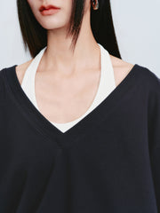 Women's Casual  Faux-Layer Halter Sweatshirt