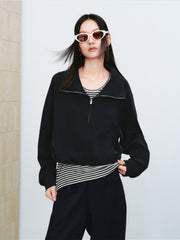 Women's Casual Waist-Cinching Tencel Sweatshirt Set