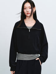 Women's Casual Waist-Cinching Tencel Sweatshirt Set