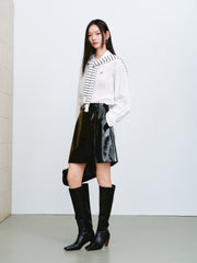 Women's Commuter Textured PU Mini Skirt