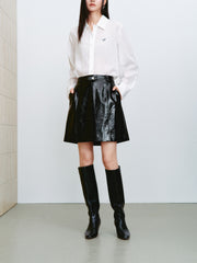 Women's Commuter Textured PU Mini Skirt