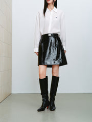 Women's Commuter Textured PU Mini Skirt
