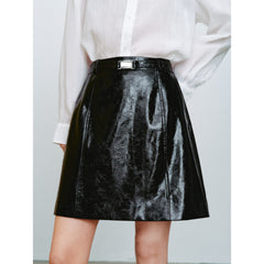 Women's Commuter Textured PU Mini Skirt