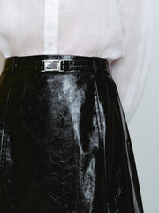 Women's Commuter Textured PU Mini Skirt