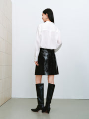 Women's Commuter Textured PU Mini Skirt