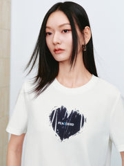 Women's Casual Flocked Heart Short-Sleeve T-Shirt