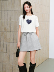 Women's Casual Flocked Heart Short-Sleeve T-Shirt