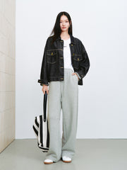Women's Casual Cropped Cotton Denim Jacket