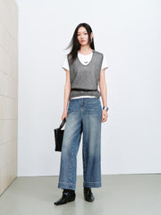 Women's Casual Detachable-Sleeve Knit Top